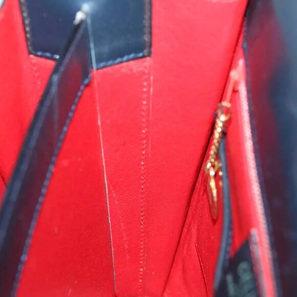 CELINE Shoulder Bag Leather Navy Authentic - Picture 14 of 16